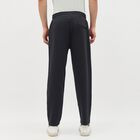 Men's Jet Black Slim Fit Elastic Waist Track Pants, चारकोल, small