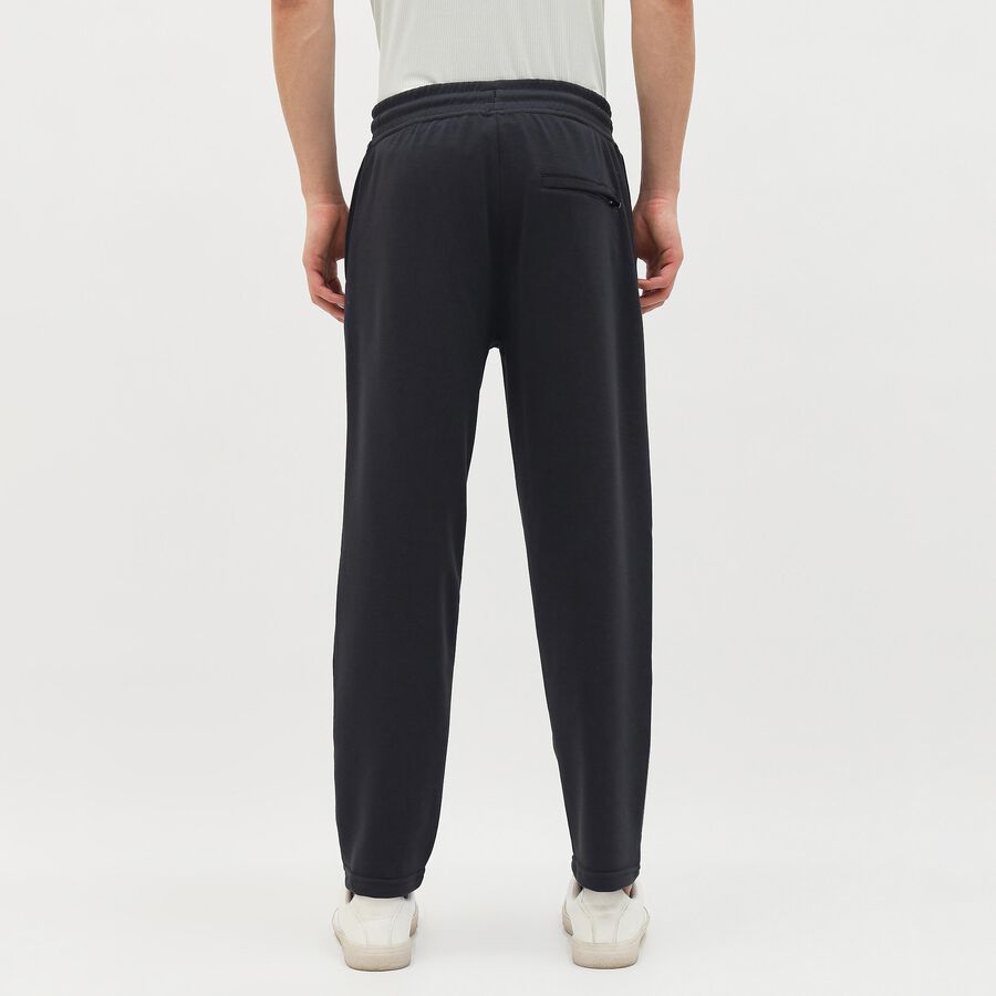 Men's Jet Black Slim Fit Elastic Waist Track Pants, चारकोल, large