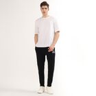 Men's Jet Black Regular Fit Side-Striped Track Pants, काला, small