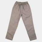 Boys Grey Straight Fit Drawstring Waist Trousers, हल्का ग्रे, small