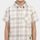 Boys Off White Cotton Collared Shirt, ऑफ व्हाइट, small