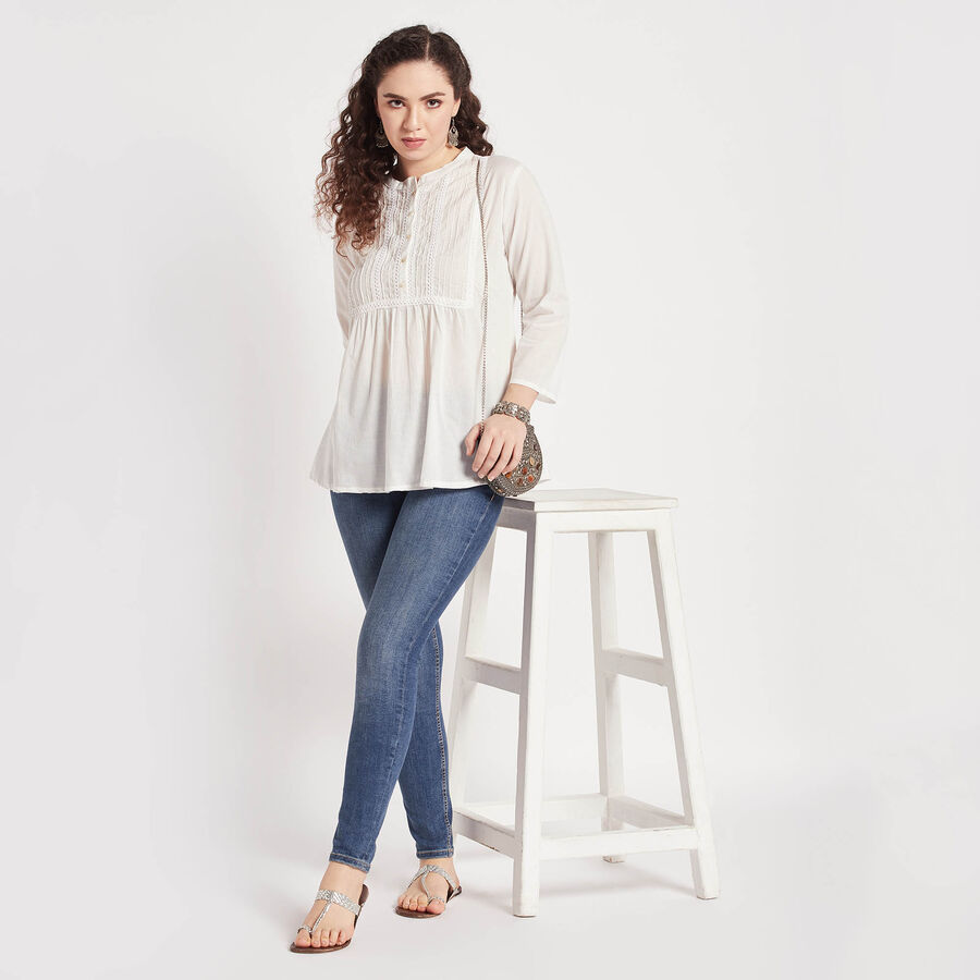 Cotton Solid Kurti, सफ़ेद, large image number null