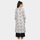 Women's Light Blue V-Neck Floral Printed Kurta, Light Blue, small