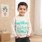Boys Grey Crew Neck Graphic Print Sweatshirt, Melange Light Grey, small