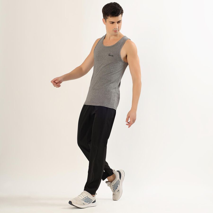 Men's Jet Black Regular Fit Sporty Track Pants, काला, large image number null