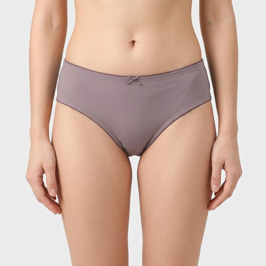 Women's Purple Regular Fit Ribbed Brief Panty, Purple, large