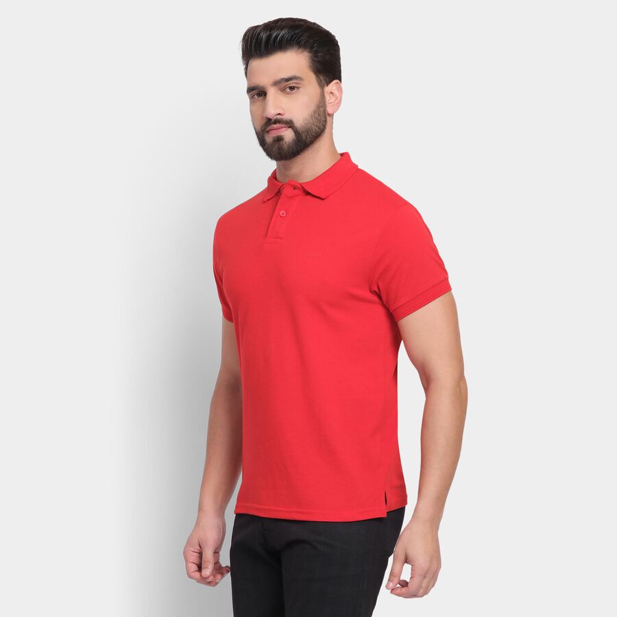 Men's Collared Half Sleeves T-Shirt , Red, large image number null