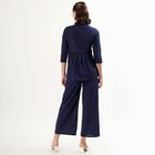 Women's Deep Midnight Navy Blue Cotton Embroidered Ethnic Set, Navy Blue, small image number null