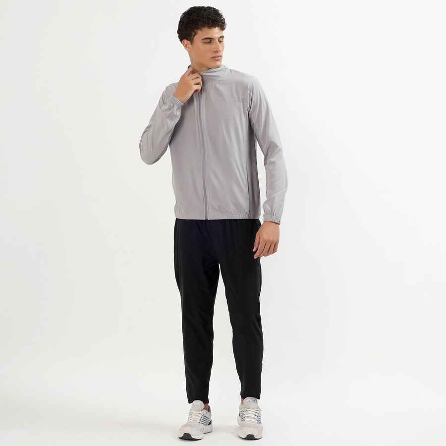 Men's Light Grey Zip Athleisure Jacket, हल्का ग्रे, large image number null