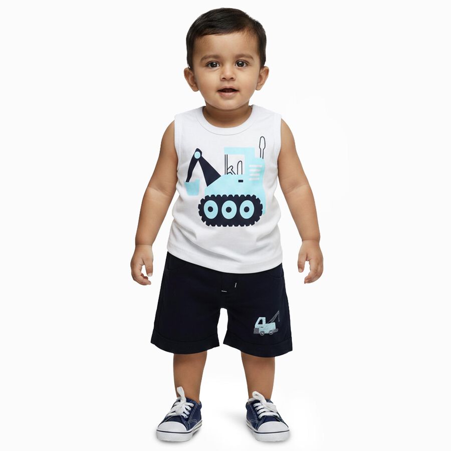 Infants' Light Blue Cotton Collared Embroidered Baba Suit, हल्का नीला, large image number null