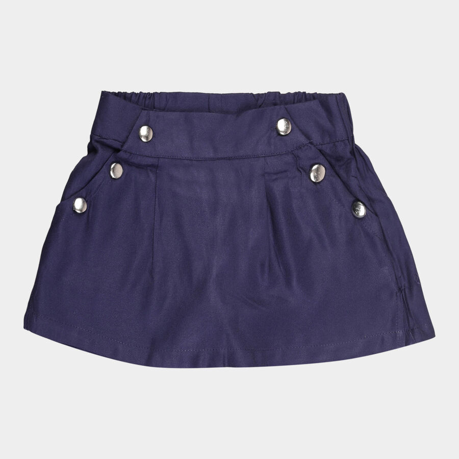 Girls Cotton Solid Skirt, Navy Blue, large image number null