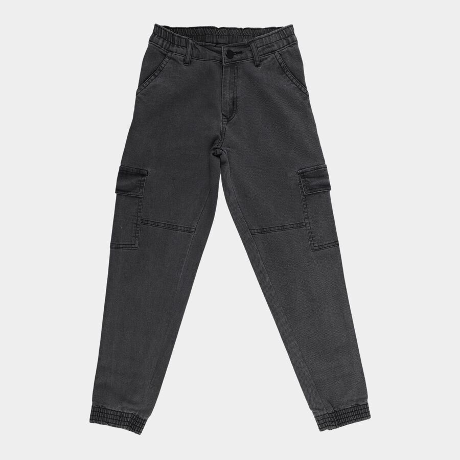 Boys' Grey Slim Fit Stretchable Jeans, Dark Grey, large