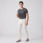 Men's Cream Ribbed Long Johns Thermal, ऑफ व्हाइट, small