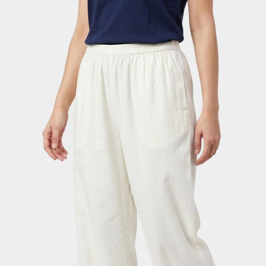 Women's White Regular Fit Solid Palazzos, White, large