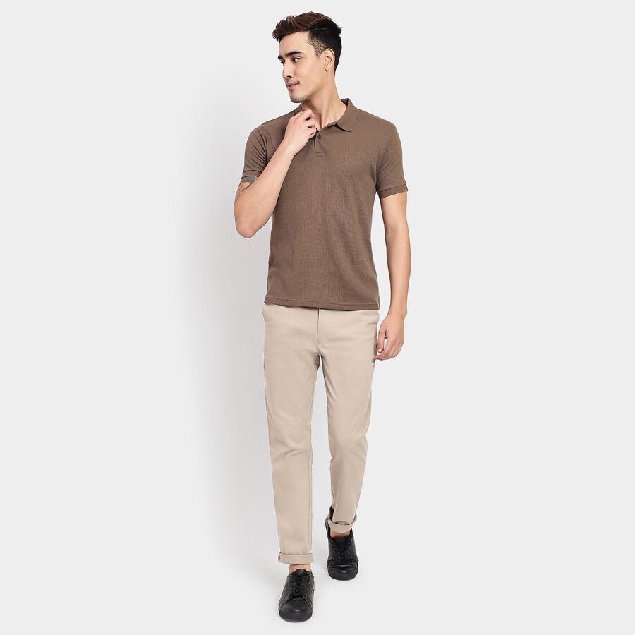 Men's Collared Half Sleeves T-Shirt, खाकी, large image number null