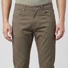 Men's Brown Slim Fit Solid Jeans, भूरा, small