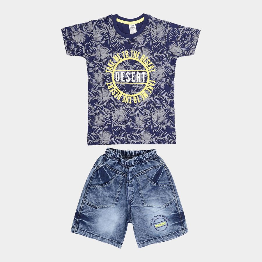 Boys Cotton Baba Suit, Navy Blue, large image number null