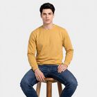 Men's Mustard Crew Neck Pullover Sweatshirt, Mustard, small
