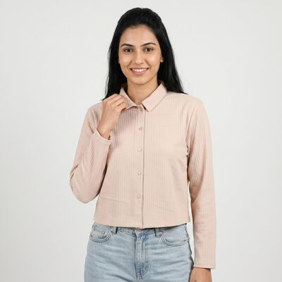 Women's Beige Collar Shirt