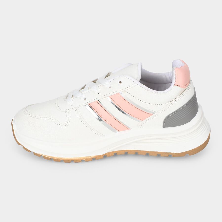 Women's Pink Lace-Up Sneakers, Pink, large