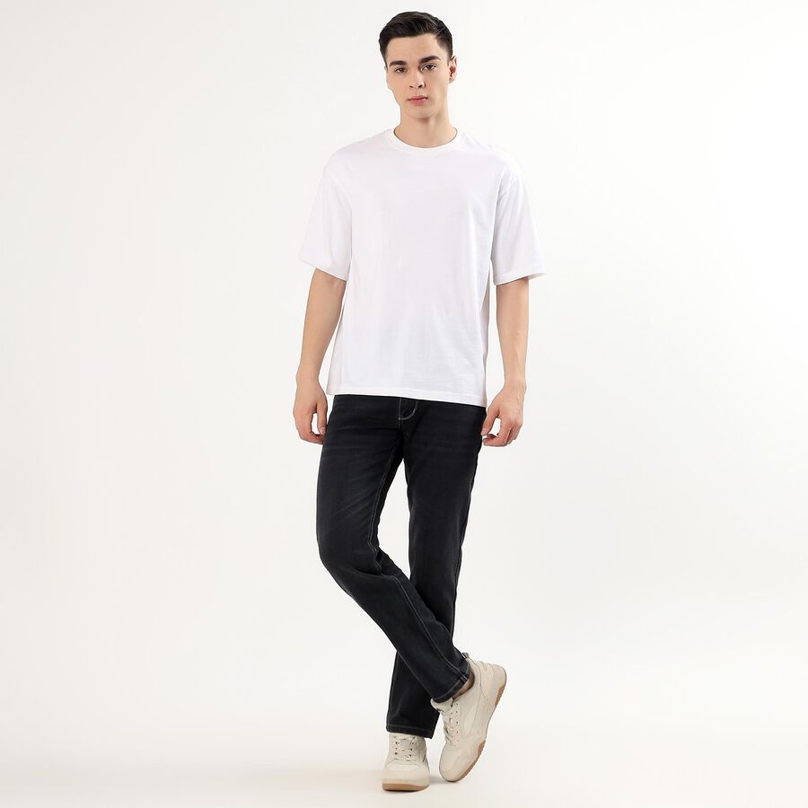 Men's Jet Black Slim Fit Jeans, Dark Grey, large