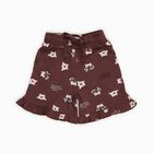 Girls' Deep Maroon Printed Ruffle Hem Cotton Shorts, Light Pink, small image number null