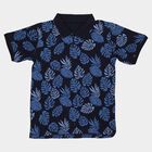 Boys Navy Blue Cotton Round Neck Casual T-Shirt, Navy Blue, small