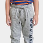 Boys' Grey Typography Print Jogger Pyjama, Melange Light Grey, small