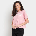 Round Neck Cropped T-Shirt, Pink, small image number null