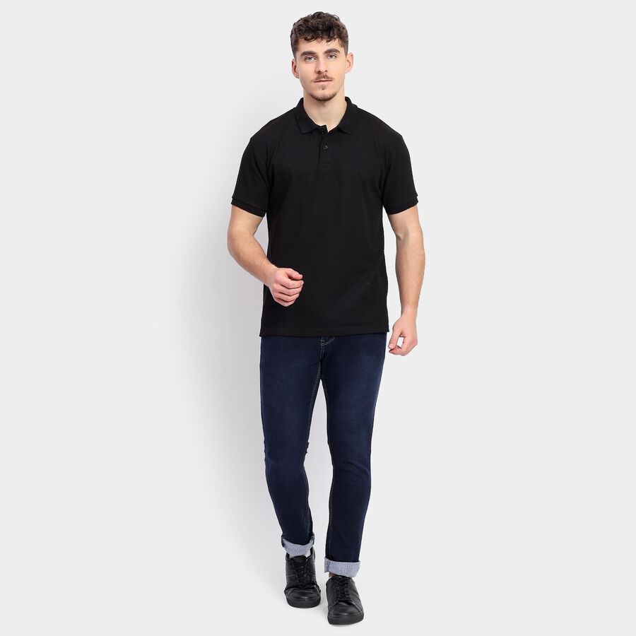 Men's Collared Half Sleeves T-Shirt , काला, large image number null