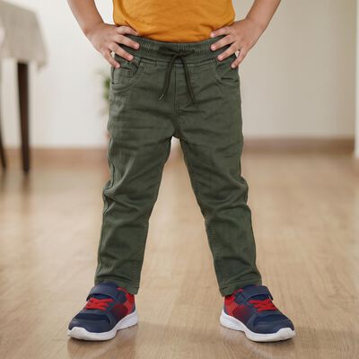 Boys' Olive Green Drawstring Jeans