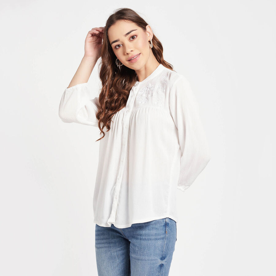 Embellished Full Sleeve Shirt, Off White, large image number null