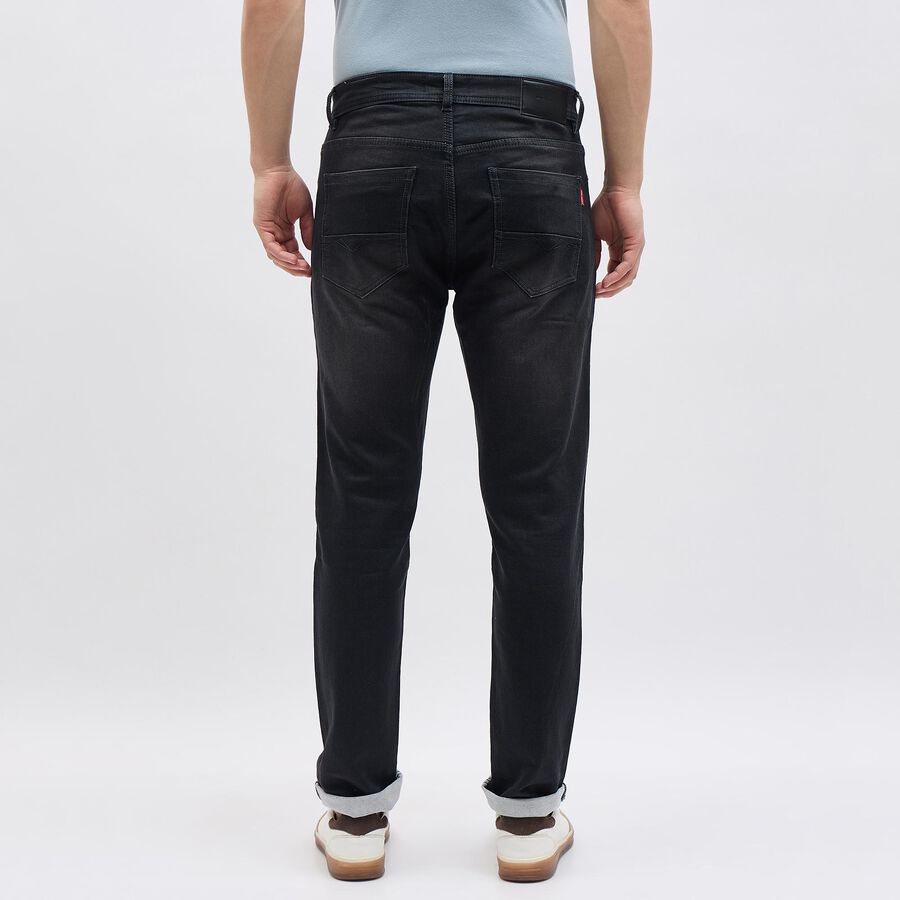 Men's Black Slim Fit Washed Jeans, गहरा नीला, large image number null