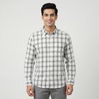 Men's Grey Cotton Casual Shirt, हल्का ग्रे, small
