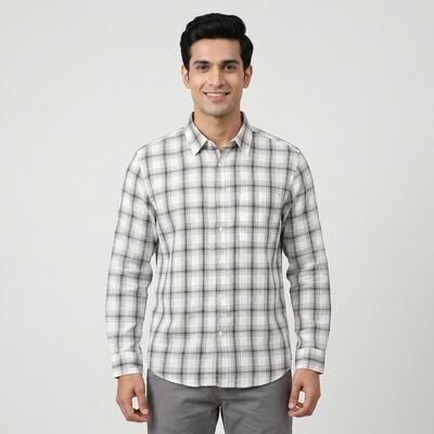 Men's Grey Cotton Casual Shirt