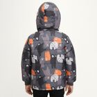 Boys Grey and Orange Hooded Casual Jacket, चारकोल, small image number null