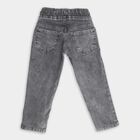 Boys' Washed Grey Regular Fit Printed Jeans, हल्का ग्रे, small