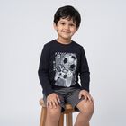 Boys Navy Blue Cotton Blend Crew Neck Regular T-Shirt, Navy Blue, small