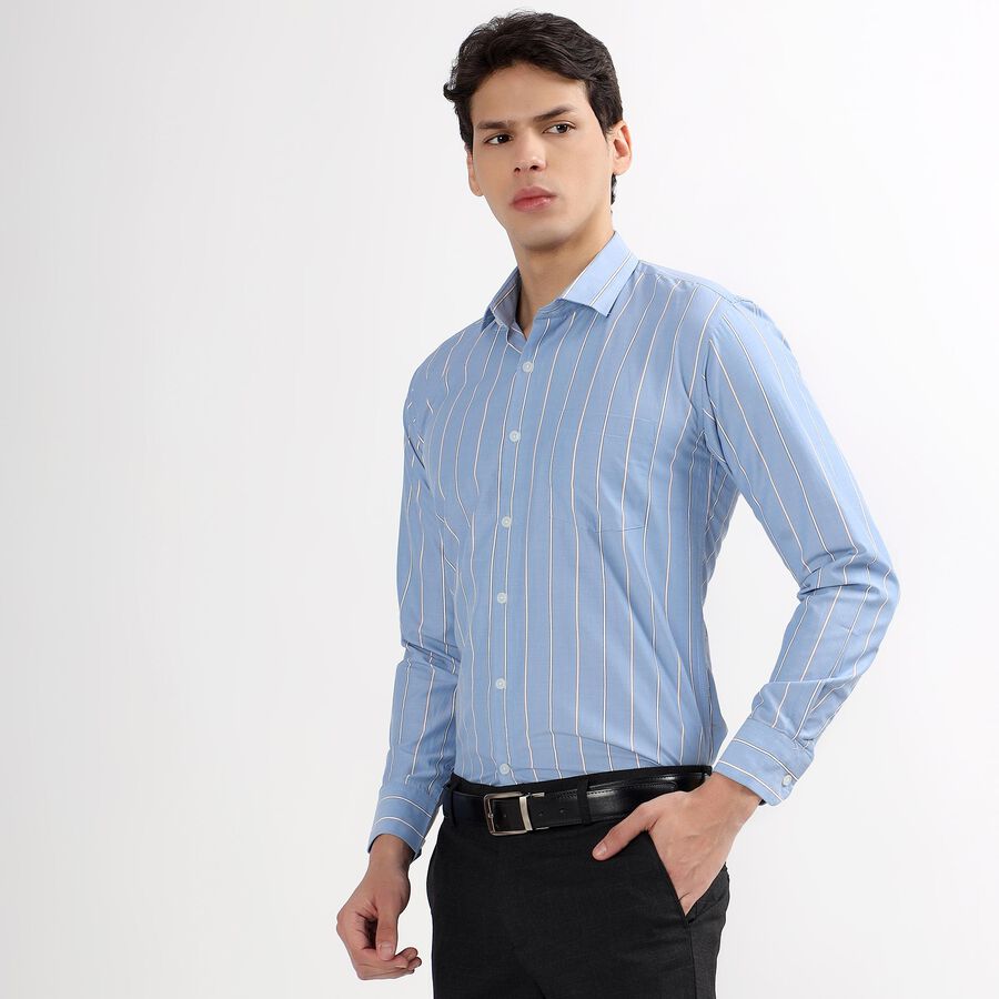 Men's Light Sky Blue Cut Away Collar Slim Fit Formal Shirt, Mid Blue, large image number null