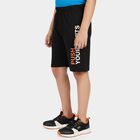 Boys Black Regular Fit Printed Bermuda Shorts, काला, small