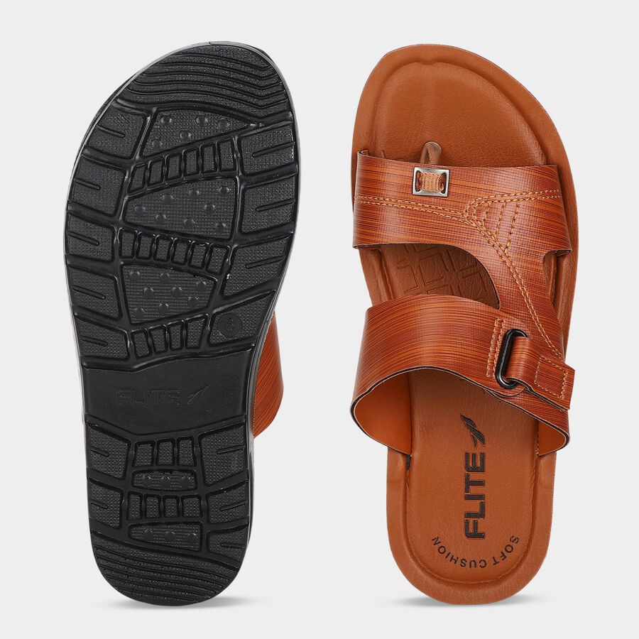 Men's Tan Slip-On Slide Sandals, Tan, large