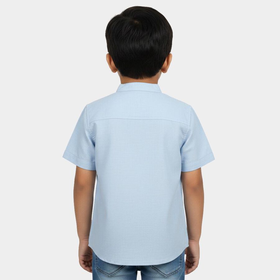 Infants Light Blue Mandarin Collar Regular Fit Shirt, हल्का नीला, large