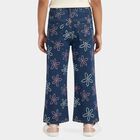 Girls' Navy Blue Straight Fit Floral Printed Jeans, मध्यम नीला, small