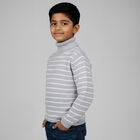 Boys Light Grey Turtleneck Striped Pullover, हल्का ग्रे, small image number null