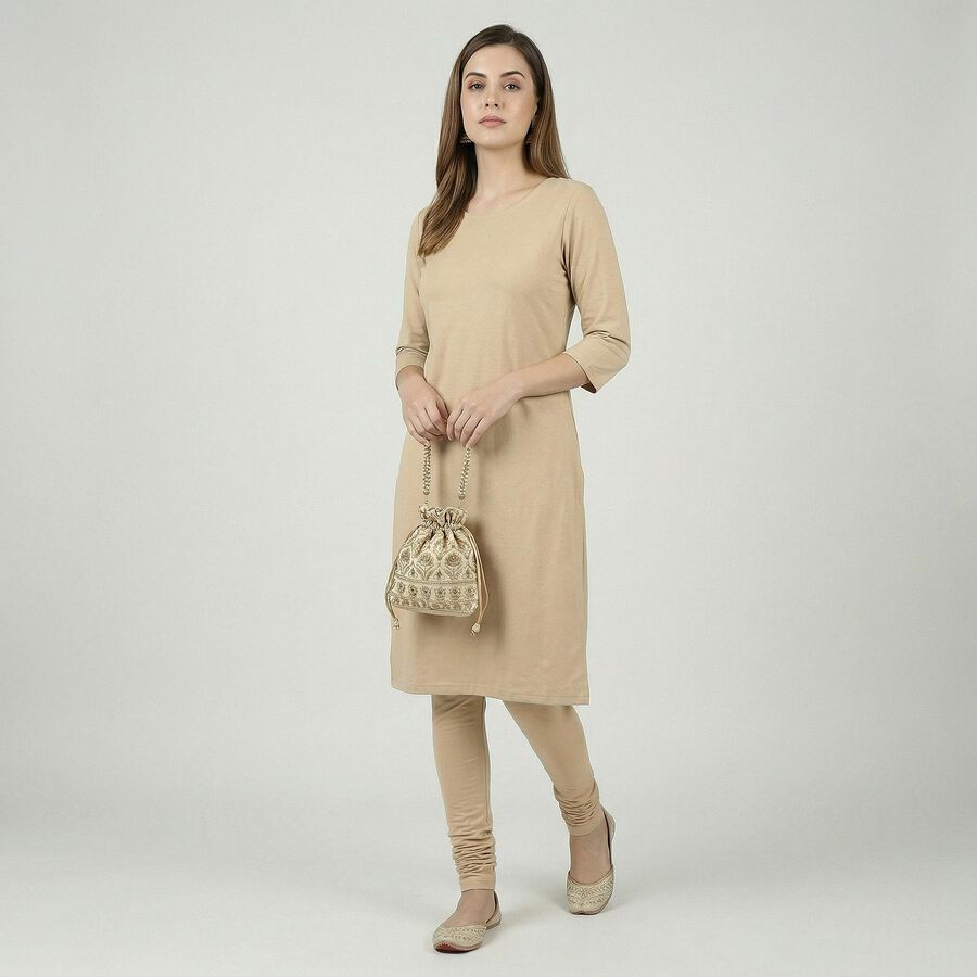 Women's Khaki Cotton Blend Comfortable Churidar, Khaki, large