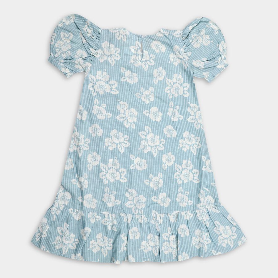 Girl's 100% Cotton Dress, Light Blue, large image number null