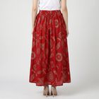 Women's Maroon Flared Printed Maxi Skirt, Maroon, small