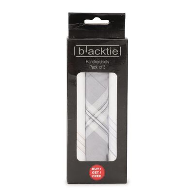 Men's Muted Grey and White Checked Pack of 3 Handkerchief