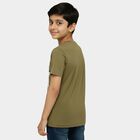 Boys Muted Olive Green Round Neck Casual T-Shirt, Olive, small image number null