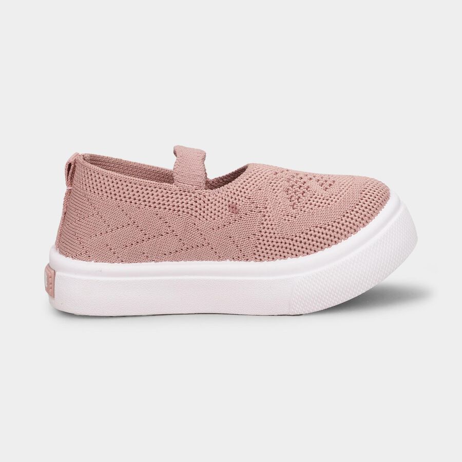 Girls Soft Dusty Pink Slip-On Casual Shoes, Peach, large image number null